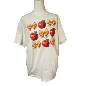 Gildan New Adult  Large White Short‎ Sleeve With DTF Teacher Apple, Bow P…